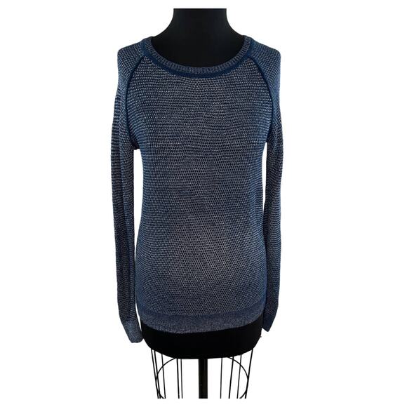 VINCE Blue Metallic Crewneck Long Sleeve Round Neck Knit Sweater Size S - Picture 1 of 5